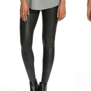 SPANX red faux leather leggings